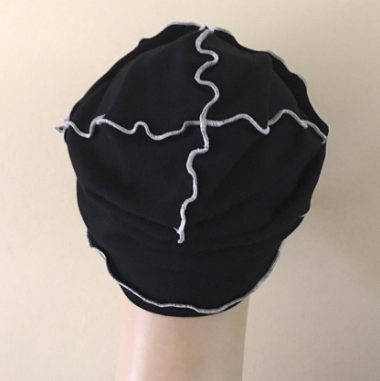 Black-and-White Inside-Out Beanie - back view