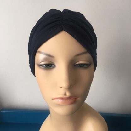 Navy Pleated Beanie