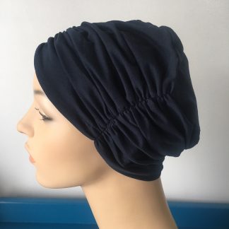 Navy Pleated Beanie