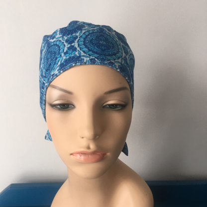 Cobalt Indian Print Tie-back cap