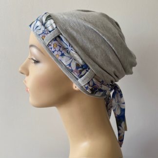 Landa Turban with Scarf - Light Grey - Summer floral scarf - A CANSA smart choice product
