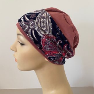 Sleep Cap - Punch with Midnight Paisley Print Removable Headband - A CANSA smart choice product